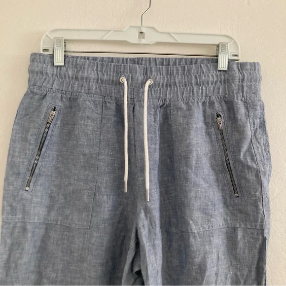 Athleta Cabo Linen Jogger Blue Beach Coastal Vacation Lagenlook Cruise Size 8 - Picture 3 of 11